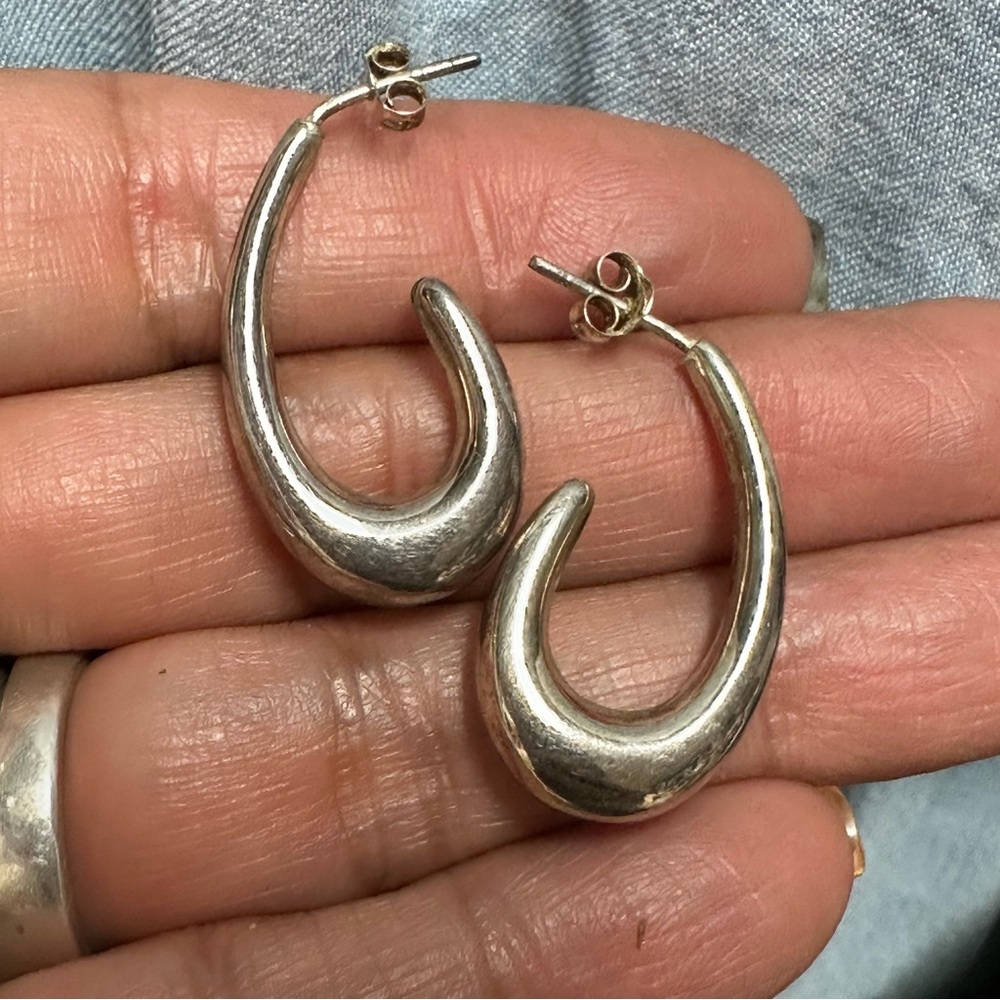 Elegant Sterling Silver Half Hoop Earrings